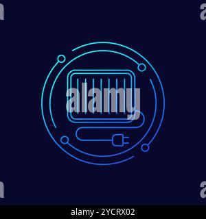 electric grill icon in linear design Stock Vector