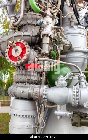 Detail of space rocket engine NK-33 by the Corporation Kuznetsov Stock Photo