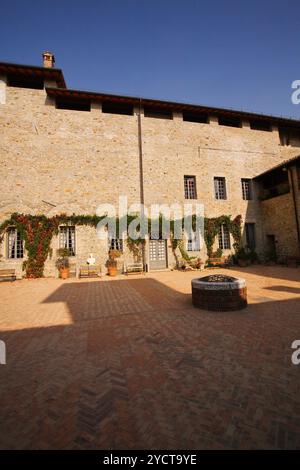 The castle stands in a panoramic position overlooking the valleys of the Parma and Baganza streams. Built in 890, extended and fortified in the follow Stock Photo