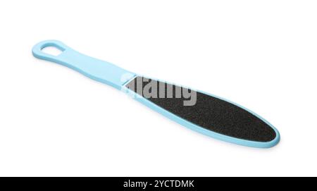 Light blue foot file on white background. Pedicure tool Stock Photo