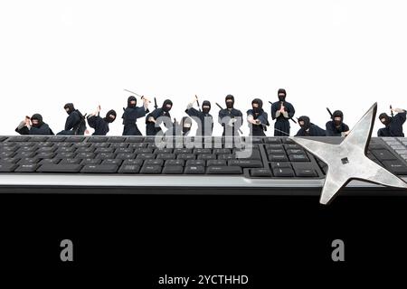 Keyboard and ninja Stock Photo
