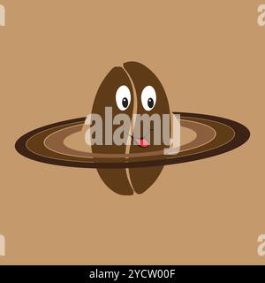 Cute coffee bean symbol with three circles Stock Vector