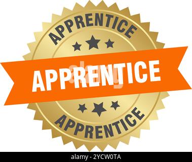 apprentice round orange and gold label isolated on transparent background. apprentice Stock Vector