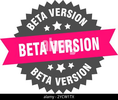 beta version round pink label isolated on transparent background. beta version Stock Vector