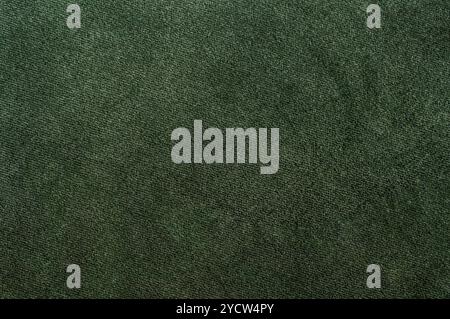 Close-up of green velour textile texture with a plush, smooth finish and subtle shading. Stock Photo