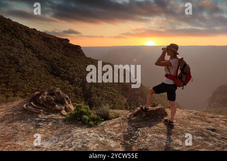 Exploring the Explorer's Range, Blue Mountains Stock Photo