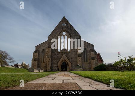 Low wide angle image of the Garrison church in Old Portsmouth.  October 2024. Stock Photo