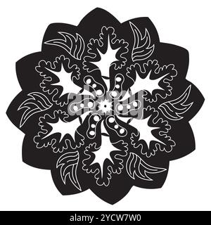 Single Mandala - Flower Nature, Foliage, Leaves, Energy Wheel Circle Complex Symbol Colorful Abstract Decoration Stock Vector
