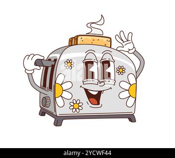 Cute happy smiling smile toaster character line icon. Cartoon toaster ...