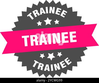 trainee round pink label isolated on transparent background. trainee Stock Vector