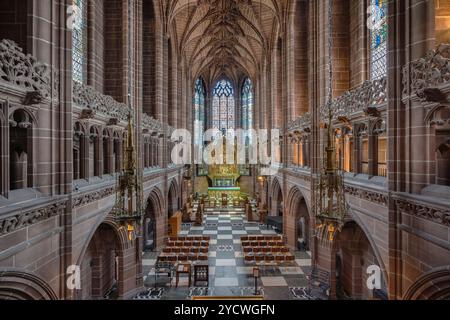 England, Lancashire, Liverpool, Liverpool Anglican Cathedral, The Lady Chapel, view of the interior from the balcony. Stock Photo