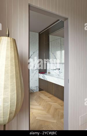 Contemporary bathroom in a residential apartment in Milano, Italy. Stock Photo