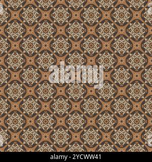 ceramic tiles in turkish style. Seamless colorful patchwork from Azulejo tiles Brown Color Stock Vector