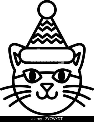 A cat with a hat on its head Stock Vector