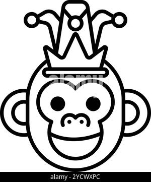 A cartoon monkey wearing a crown and a hat Stock Vector