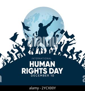 international Human Rights Day. drawn fist raise up breaking chain. abstract vector Illustration design. Stock Vector