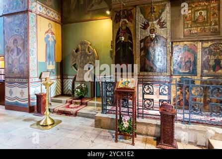 Interior of the Russian orthodox St. Sophia Cathedral in Veliky Novgorod, Russia Stock Photo