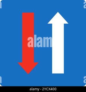 Oncoming traffic must give way, Informational signs, Road signs in Austria (German: Straßenverkehrsordnung) Stock Vector