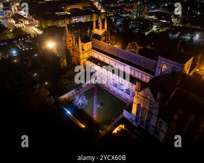 Aerial view of Peterborough Cathedral and city, Peterborough ...