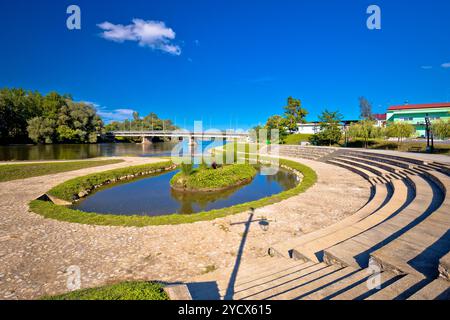 River Mura in Mursko Sredisce view, border of Croatia and Slovenia Stock Photo