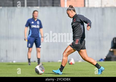 Heraklion, Greece. 24th Oct, 2024. Jassina Blom (14) of Belgium pictured during the Matchday -1 trainingsession ahead of a game between the national teams of Greece and Belgium, called the Red Flames on the first play-off of the 2023-24 UEFA Women's European Qualifiers competition, on Thursday 24 October 2024 in Heraklion, Greece . Credit: sportpix/Alamy Live News Stock Photo