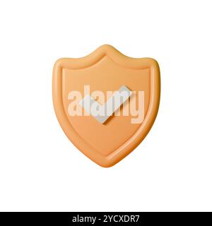 3D vector illustration of shield white check mark in minimalist style. The shield symbolizes protection, security, and strength. Ideal for projects Stock Vector