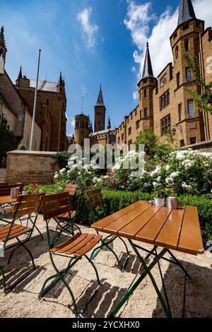 Hohenzollern Castle, Germany - June 24, 2017: Hohenzollern Castle (German: About this sound Burg Hohenzollern) is the ancestral Stock Photo