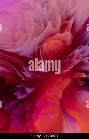A captivating digital illustration featuring an explosion of vivid colors in a floral motif Shades of pink, red, and purple blend seamlessly to create Stock Photo