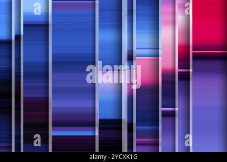 A visually intriguing abstract image featuring a series of vertical lines in diverse shades of blue and red, creating an aesthetic of dynamic movement Stock Photo