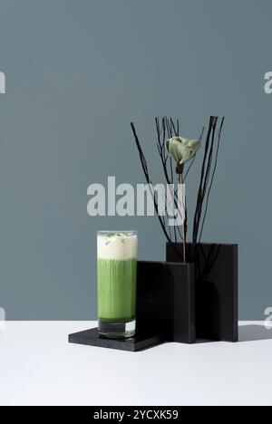 Cold Japanese green tea set against a white background Stock Photo - Alamy