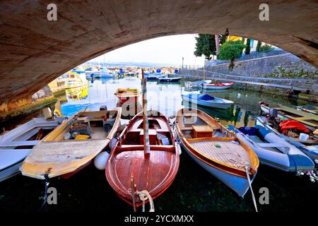 Icici village bridge and harbor in Opatija riviera view Stock Photo