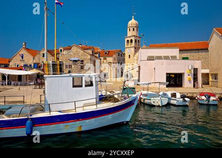 Island of Prvic harbor and waterfront view in Sepurine village Stock Photo