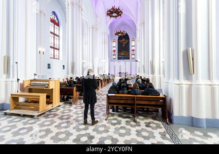 Interior of Roman Catholic parish of the sacred Heart of Jesus Stock Photo