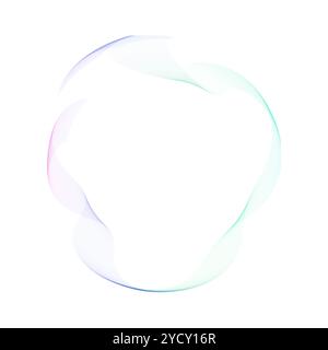 Round Abstract Tech Ring Circle in Purple and Green on White Background Stock Vector