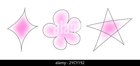 Cute Rhombus, Star and Flower Pink Blurry Illustration Stock Vector