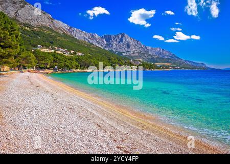 Idyllic beach Punta Rata in Brela aerial view Stock Photo