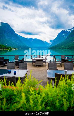 Cafe on the nature background Stock Photo