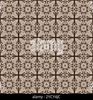 Seamless pattern tile with Victorian motives. Ceramic tile in talavera style. Ornamental Brown patterns Stock Vector
