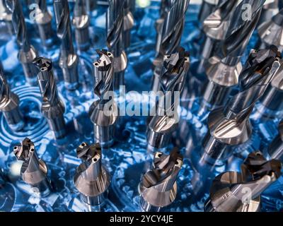 Milling cutters are cutting tools typically used in milling machines or machining centres to perform milling operations Stock Photo