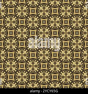ceramic tiles in turkish style With Brown and Gold Color. Talavera Pattern Stock Vector
