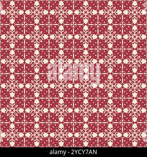 Tile Pattern With Maroon Color. Talavera Vector Design Stock Vector