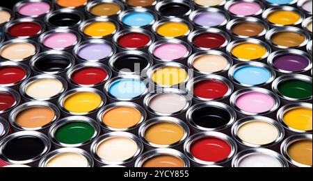 Colorful paint cans set Stock Photo