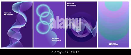 Abstract vector covers set in purple and blue colors usefull as background for decoration presentation, brochure, catalog, poster, book, magazine. Cop Stock Vector