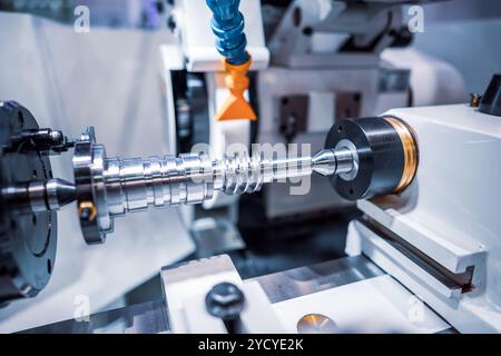 Metalworking CNC milling machine. Cutting metal modern processing technology. Stock Photo