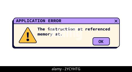 Application error window with text in retro style. Stock Vector