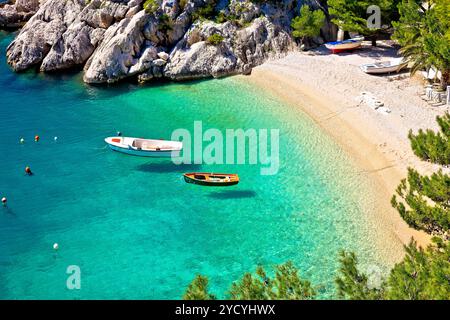 Idyllic beach Punta Rata in Brela aerial view Stock Photo