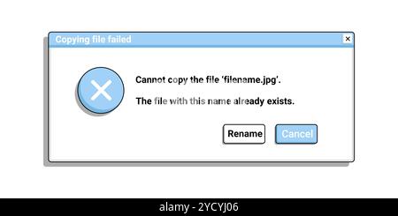 Retro error window with text. Old warning message in blue color. Stock Vector