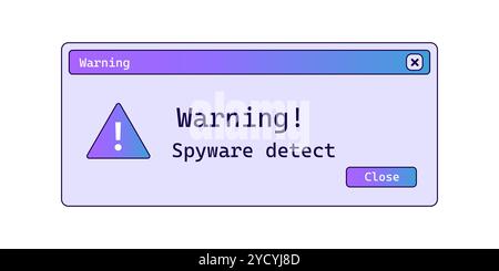 Warning digital message in retro style with gradient. Stock Vector