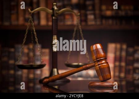 Courtroom, Law theme, mallet of the justice Stock Photo