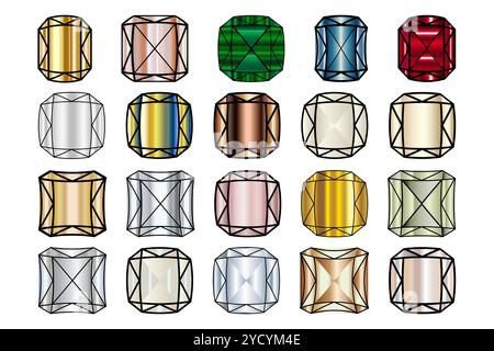 Colorful Gemstone Diamond Collection Stock Vector
